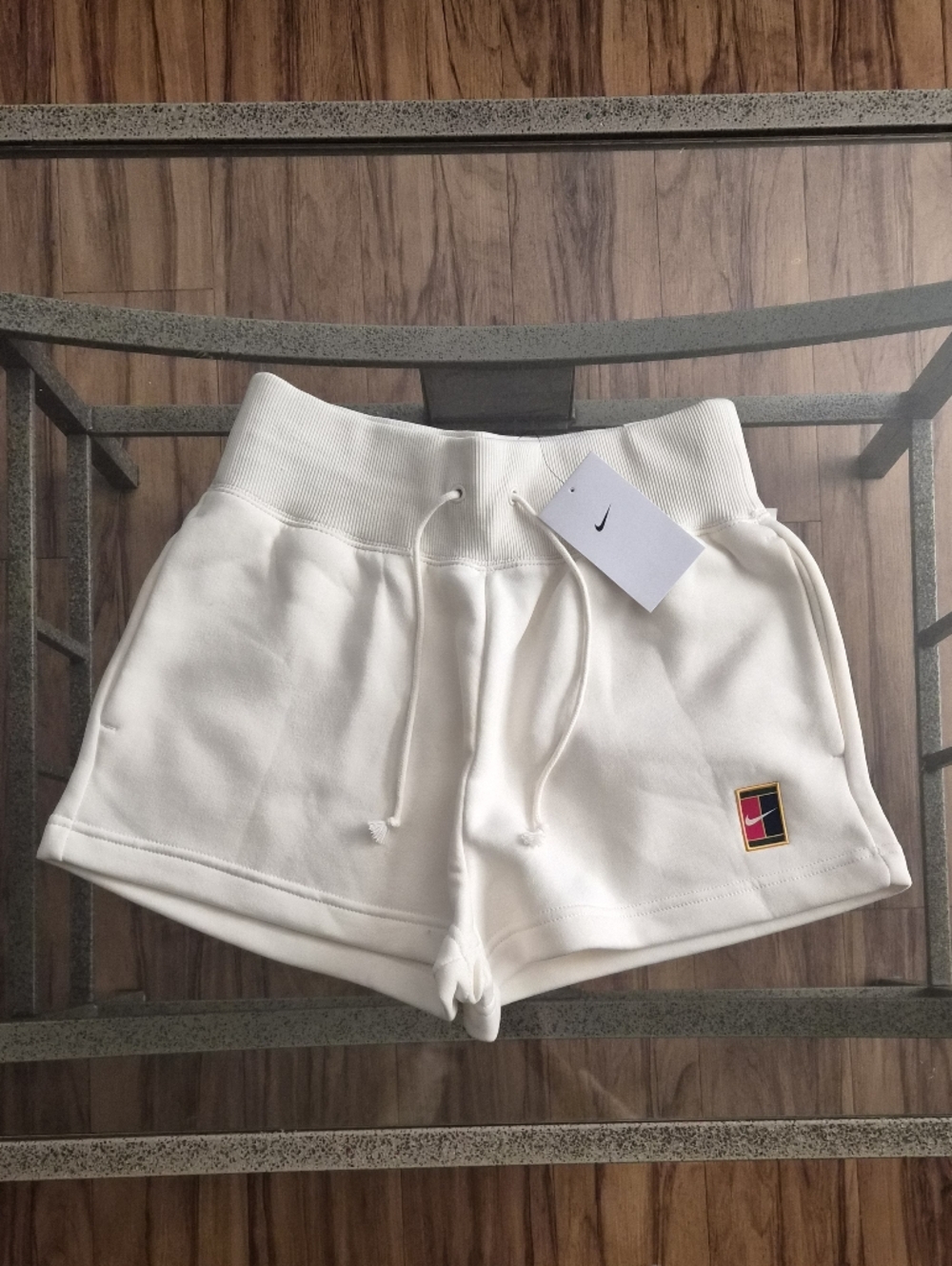 NWT Women's Nike Court Phoneix Fleece High Rise Loose Fit Shorts | Ivory